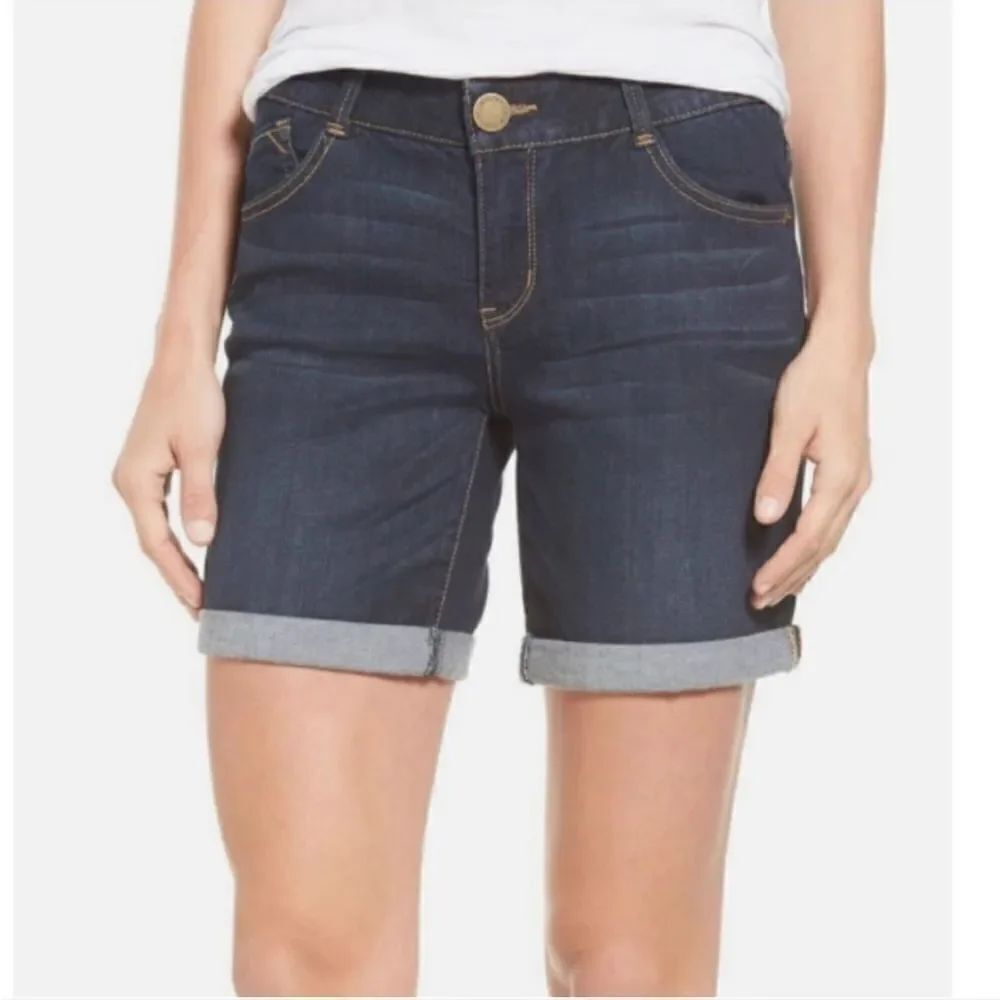 WIT & WISDOM Absolution High Waist Blue Denim Bermuda Shorts Sz 2 NWT
